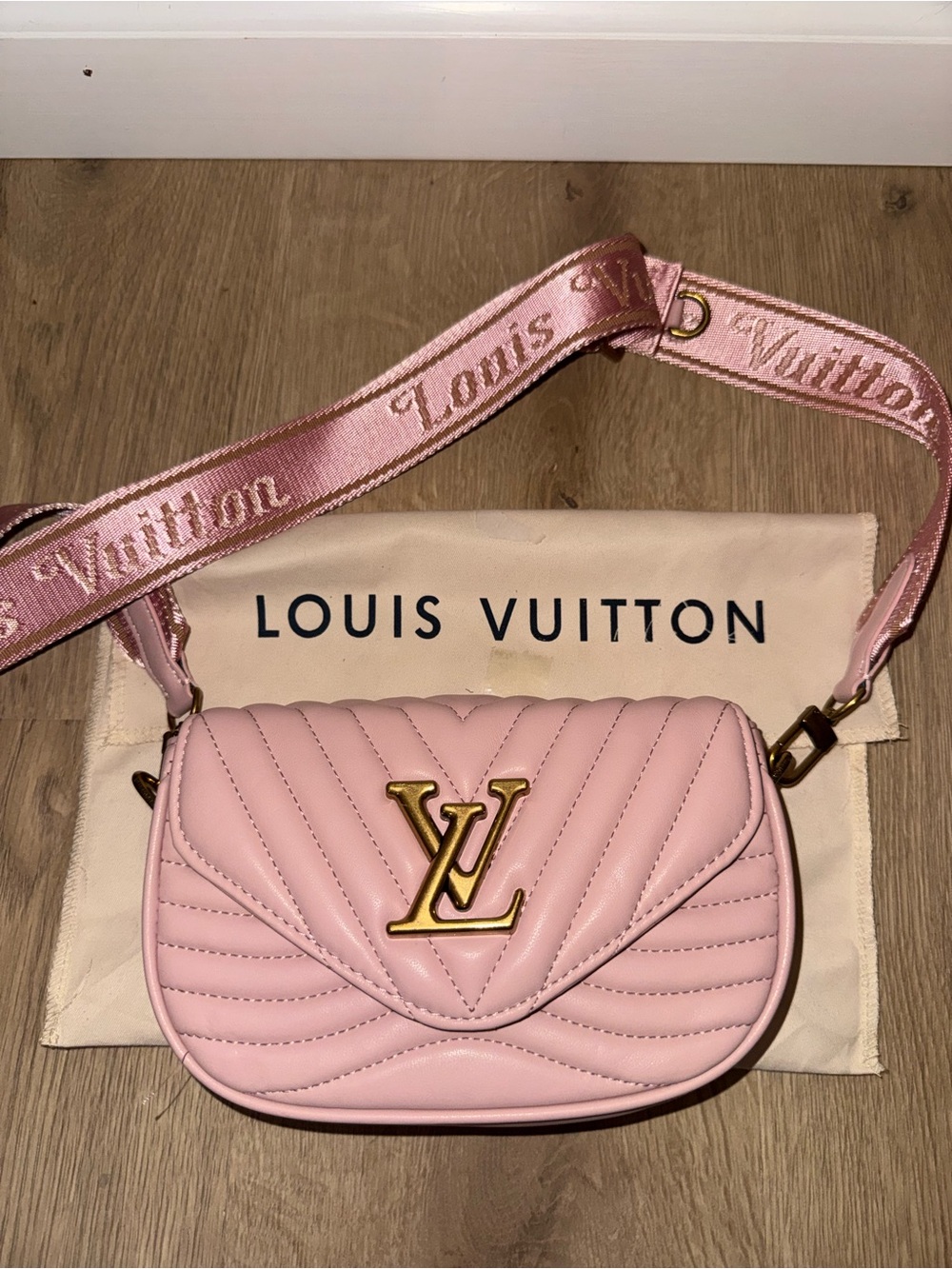 Louis Vuitton Pink Quilted Crossbody with Gold LV Hardware